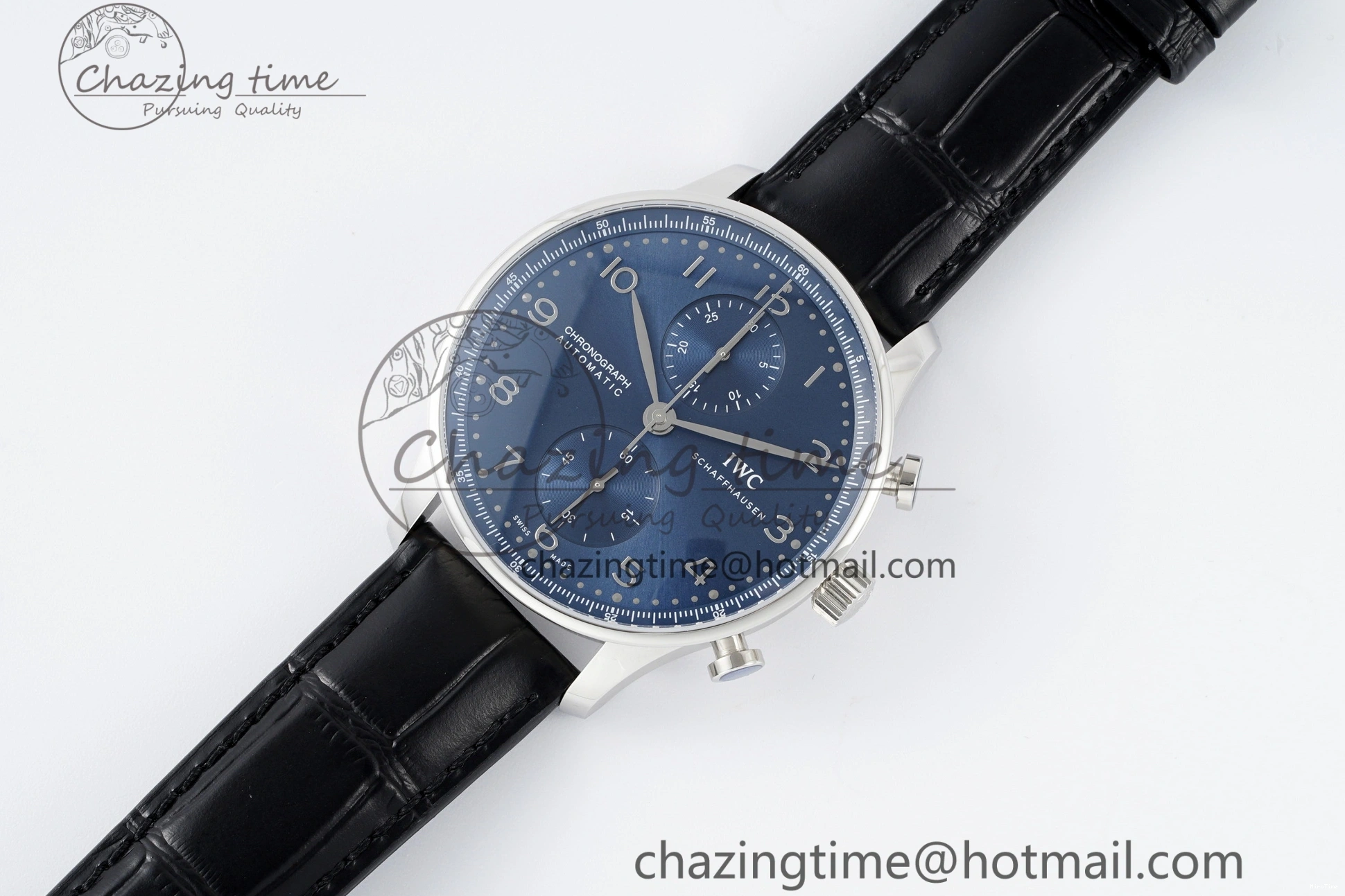 MIROTIME 1230 Portuguese Chrono IW3716 RSF 1:1 Best Edition Blue Dial on Black Leather Strap A RelaxedFit 7045